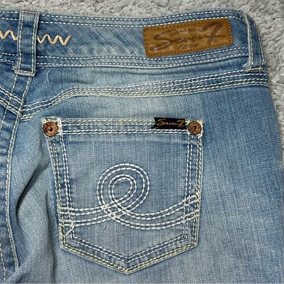Seven7 Jeans Womens 14 Straight Crop Light Wash Stretch Embroidered Relaxed - Picture 4 of 6